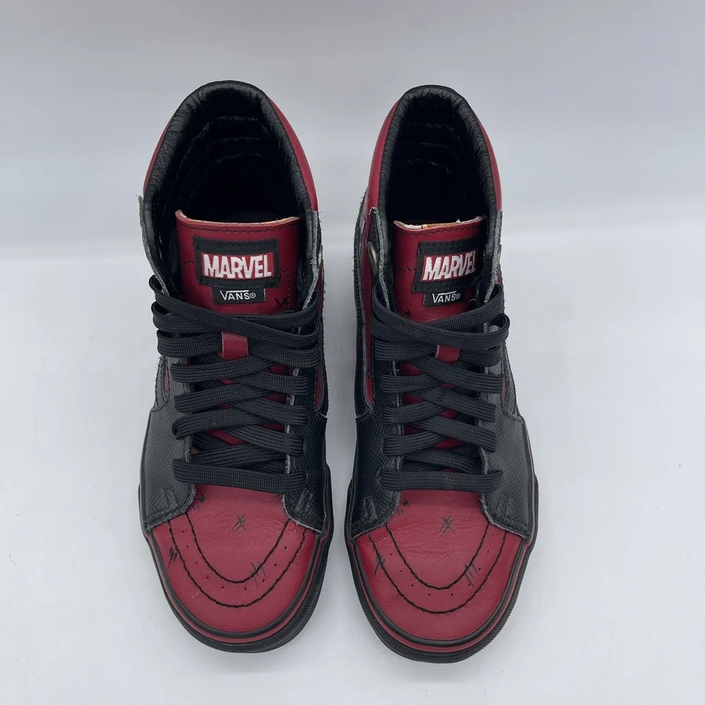 Vans Sk8-Hi 721356 Marvel Deadpool Youth‎ Size 3.5 Shoes Black Red Sneakers